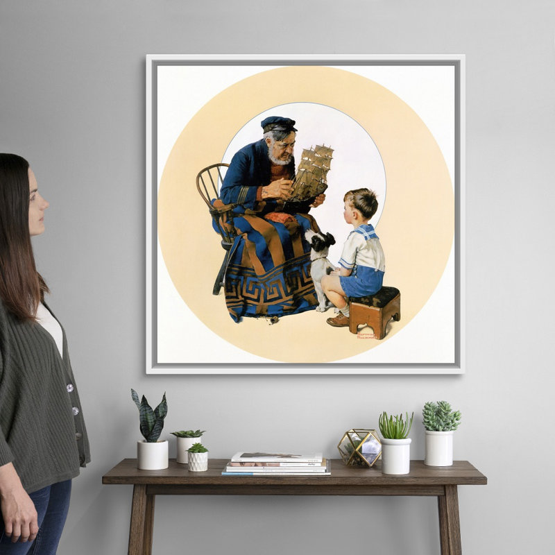 Art mural sur toile Norman Rockwell, Cadre flottant blanc, H 38 po x l 38 po x P 1,75 po