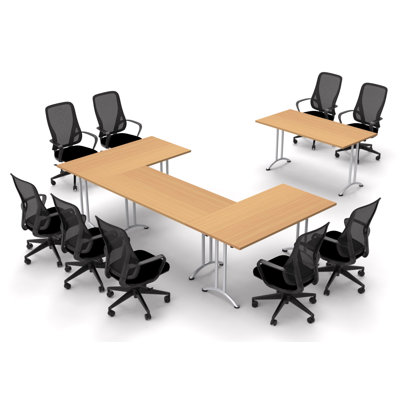Hagy 9 Person Conference Meeting Tables with 9 Chairs Complete Set by Symple Stuff