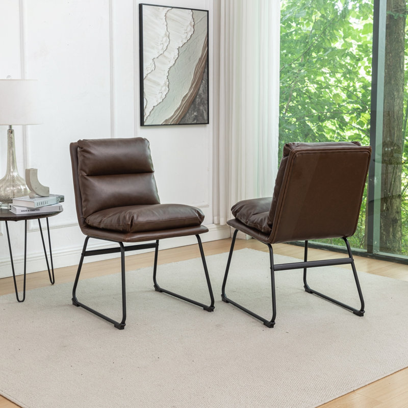 Chaises contemporaines rembourrées, ensemble de 2, Brun antique