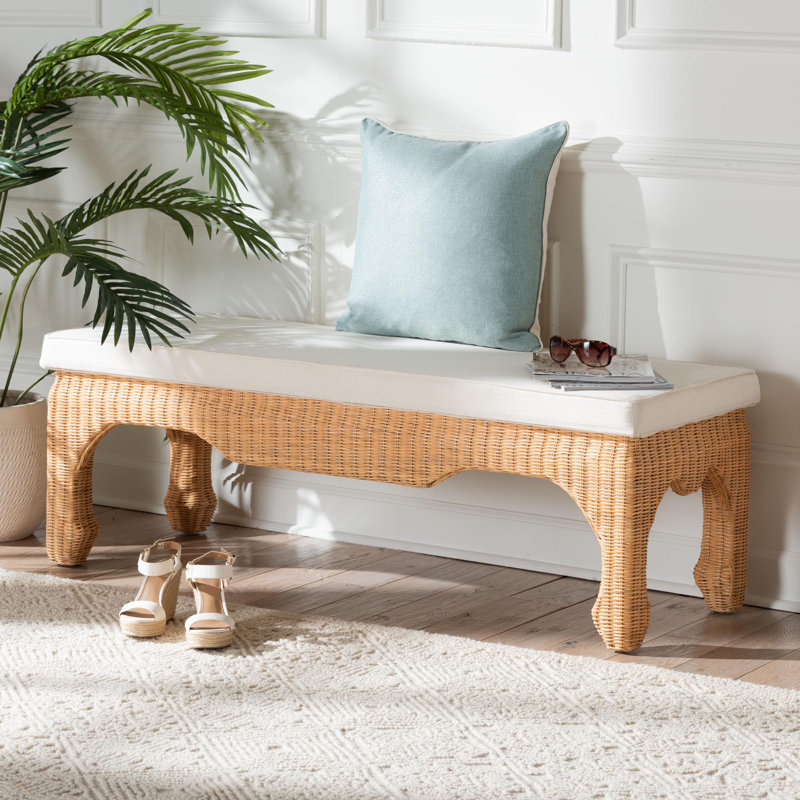 Banc en rotin naturel de style Ming avec coussin Bali - Pari Abena