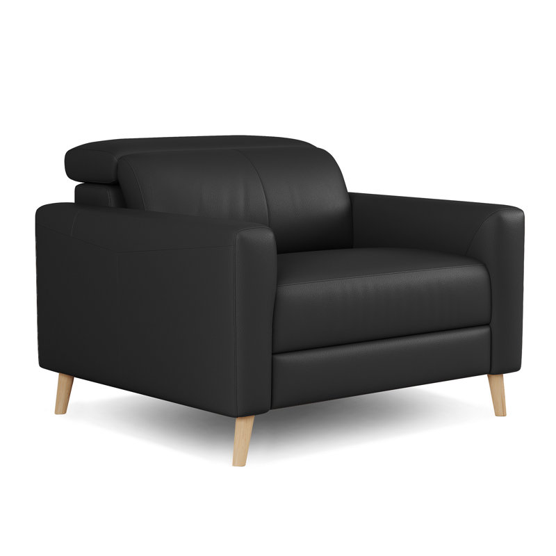 Fauteuil d'appoint en cuir Tawanne, Noir, noir, noir, noir