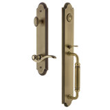 Arc Handleset with Deadbolt and Bellagio Door Lever and Rosette