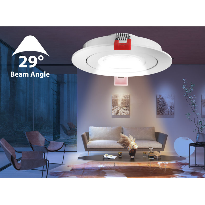 DGF 4-Inch White Selectable Canless Floating Gimbal LED Recessed Downlight, White