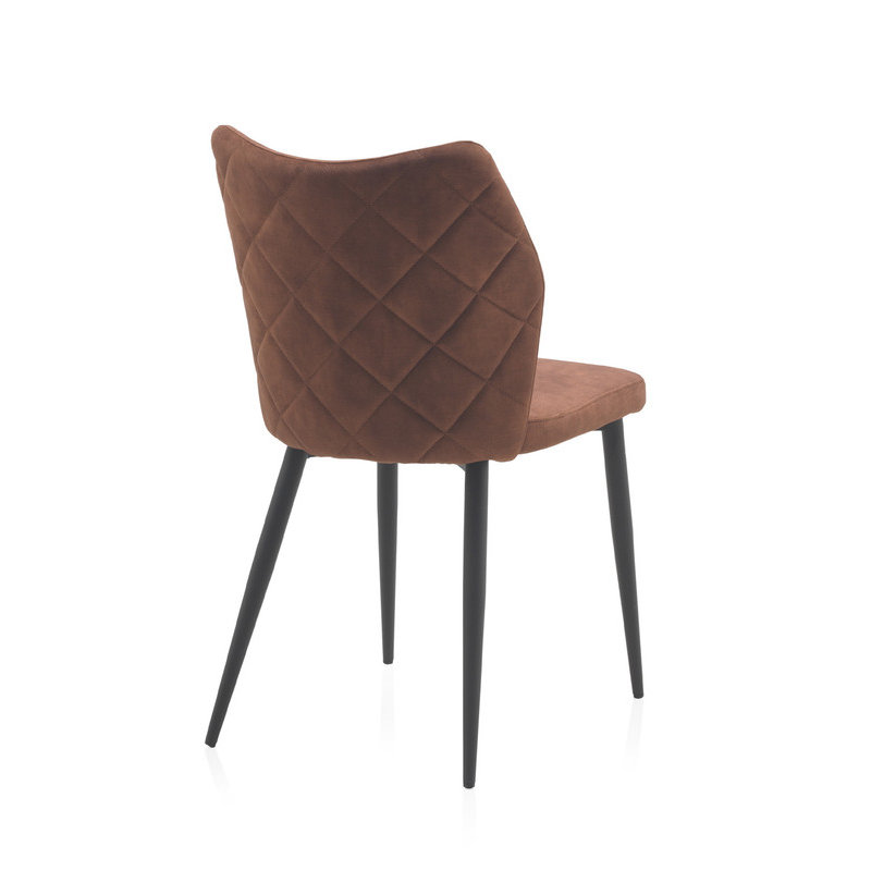 48cm H Polyester/Velvet Upholstered Metal Side Chair, Reddish Brown