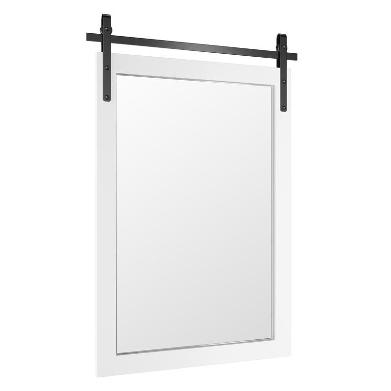 Farmhouse Rectangle Framed Wall Bathroom Vanity Mirror Accent Mirror, White, 36" x 24"
