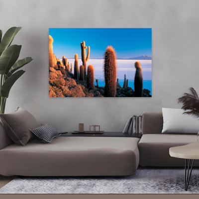 Cactus sur une colline Salar de Uyuni Potosi, Bolivie, abstrait, cactus contemporain, paysage, art naturel