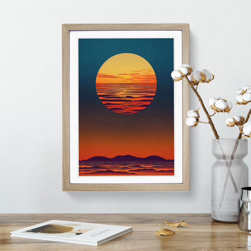 Mountain Sunset Abstract No.2 - Framed Print, 64cm H x 46cm W x 2cm D, Oak