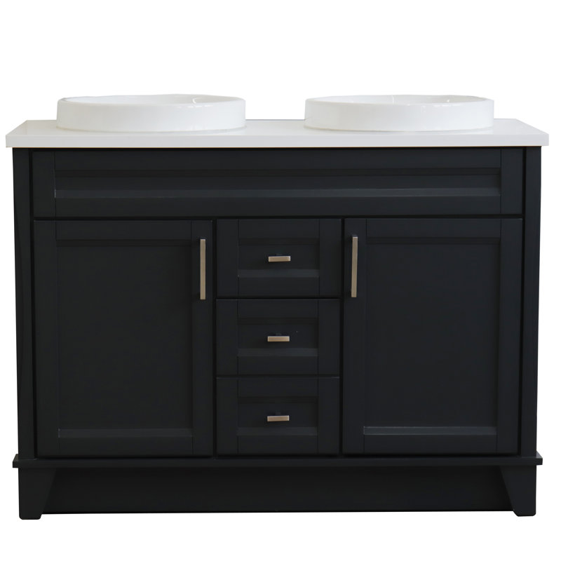 Buell 49'' Double Bathroom Vanity with Quartz Top