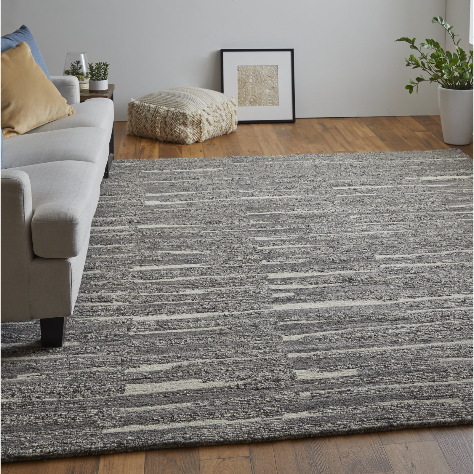 Wool Gray/Taupe/Ivory Rug, Rectangle 5'6" x 8'6"