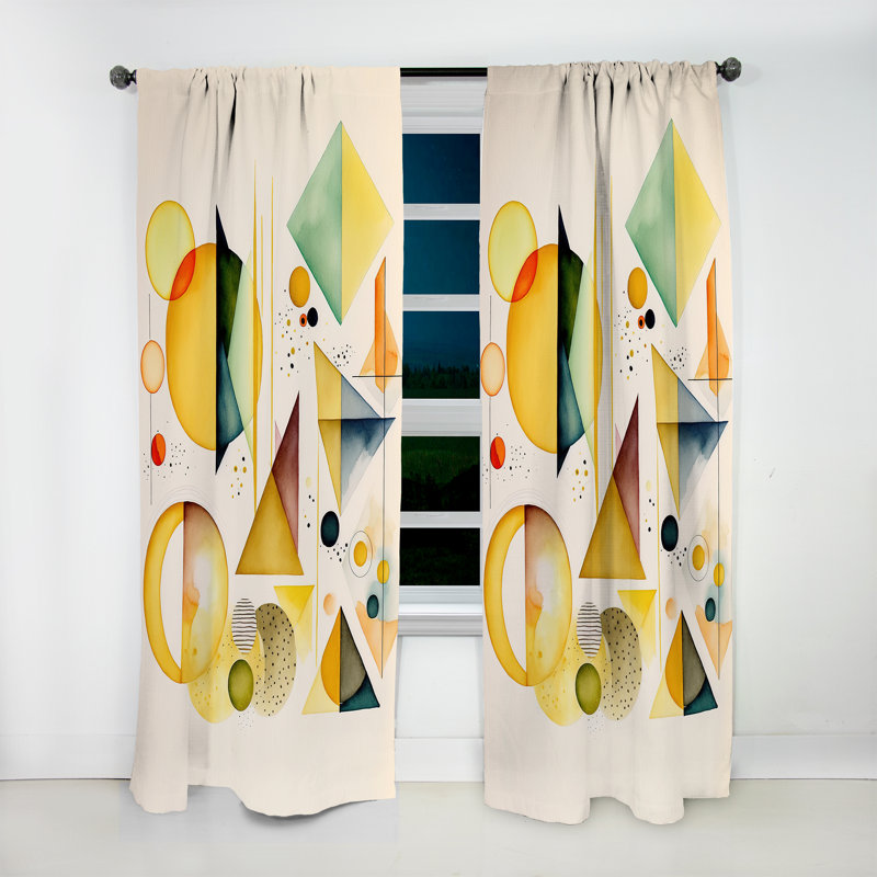 Aylward - Abstrait multicolore jaune I - Rideau moderne - Velours obscurcissant - 1 panneau, L 52 po x L 120 po