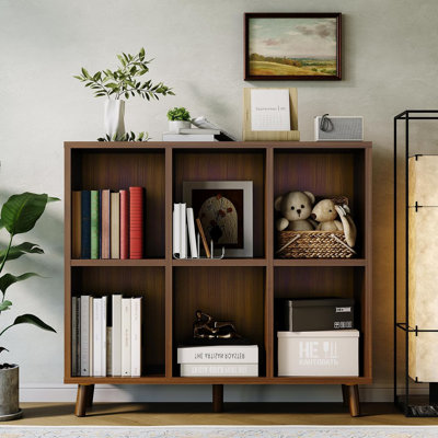 6-Cube Low Profile Bookshelf - Perfect for Small Spaces, Apartments & Under-Window Storage Organization