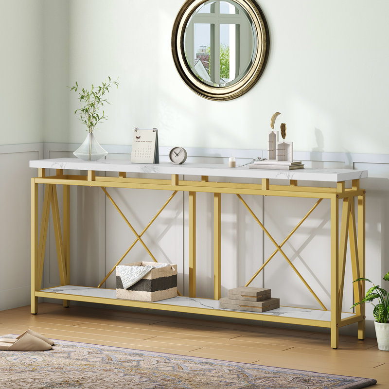 Canapé console 70,9 "à 2 niveaux avec rangement à DEL et lumière DEL
