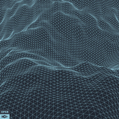 Wavy Grid Background - Wrapped Canvas Print