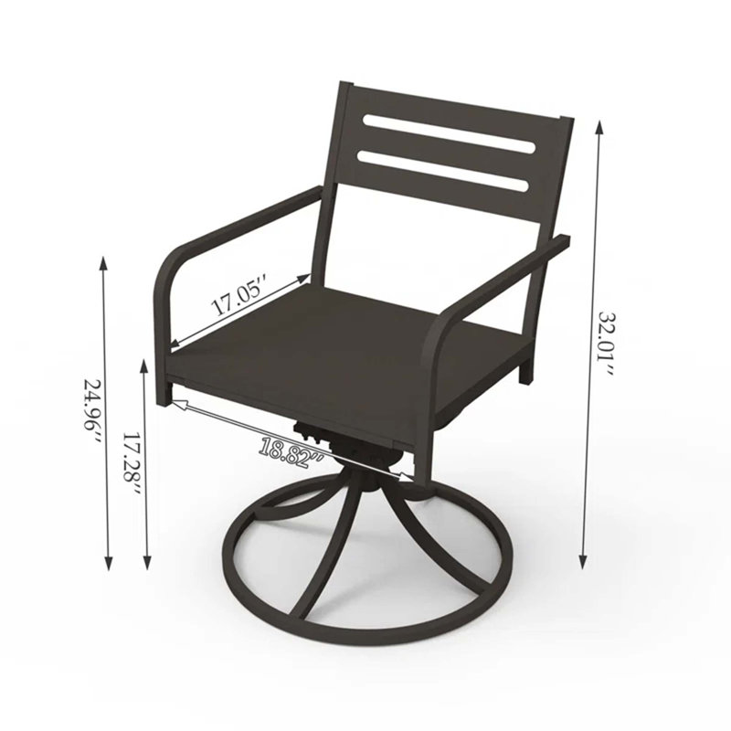 Ensemble de 2 chaises de salle à manger d'extérieur pivotantes à 360 ° en acier thermolaqué avec coussins de confort toutes saisons