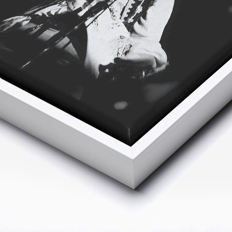 Jimi Hendrix, Canvas, White Framed, 11"H x 14"W