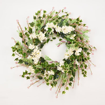 Couronne de fleurs artificielles 26 po pour la porte d'entrée
