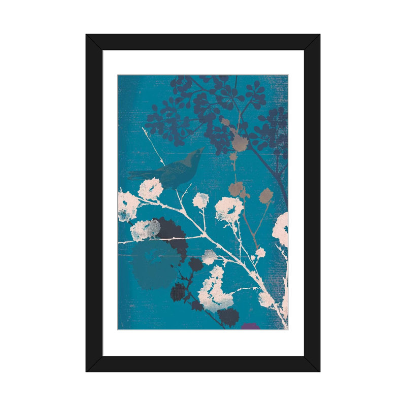 « oiseau i », impression sur toile, Papier d'art encadré noir, Blanc, H 24 po x l 16 po x P 1 po