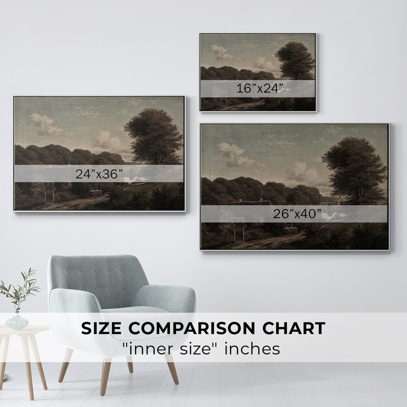 Paysage rétro - CD XXXVII, H 25 po x l 37 po x P 2 po, Toile encadrée flottée blanche