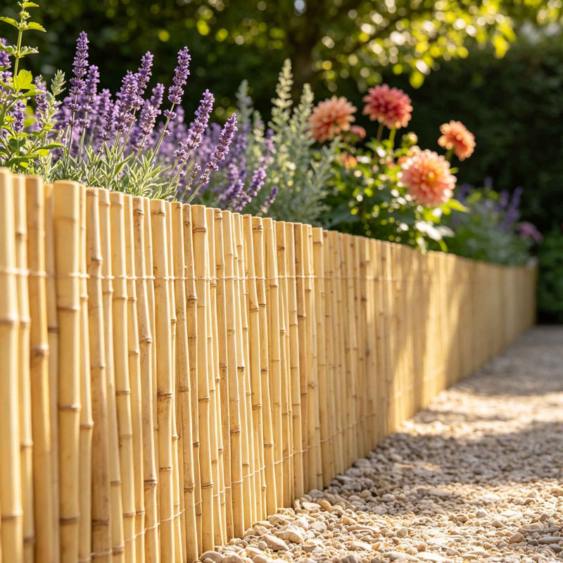 Rouleau de clôture en bambou naturel 6 pi x 8 pi - Panneau de filtrage d'intimité pour le jardin, le patio et la piscine, lattes résistantes aux intempéries traitées avec chaleur et fil antirouille, installation facile et flexible