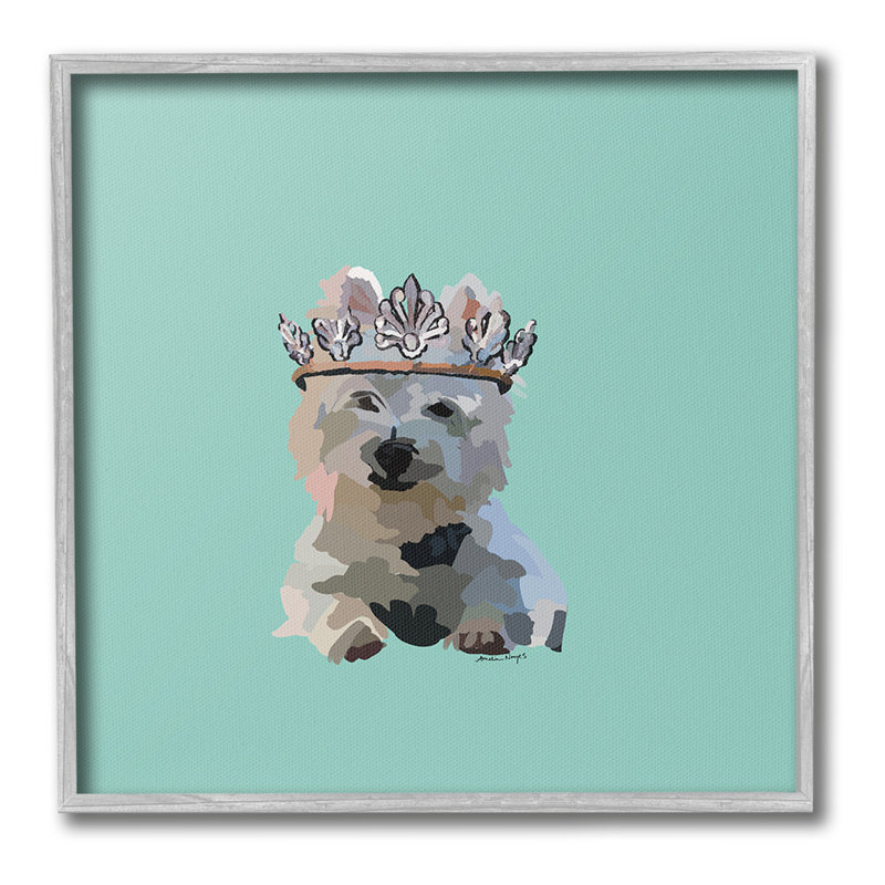 Westie Terrier avec couronne, estampe numérique par Amelia Noyes, Estampe numérique Farmhouse, H 17 po x l 17 po
