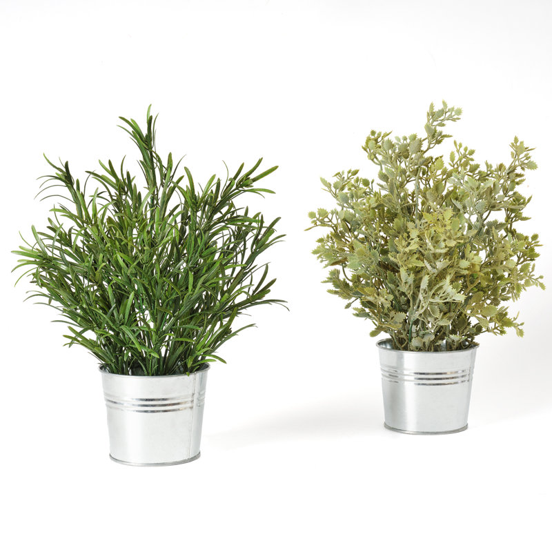Herbes artificielles en pot 11,8 po, Vert / Vert clair