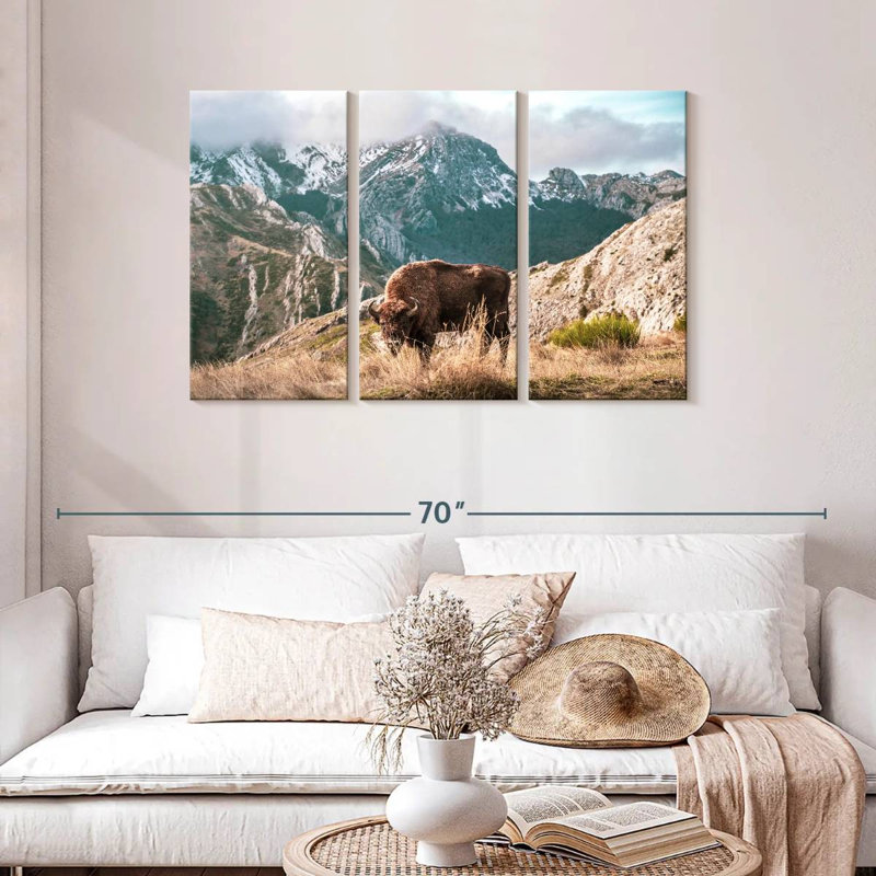 Brampt Bison Lost In The Mountains, 28" H x 45" W
