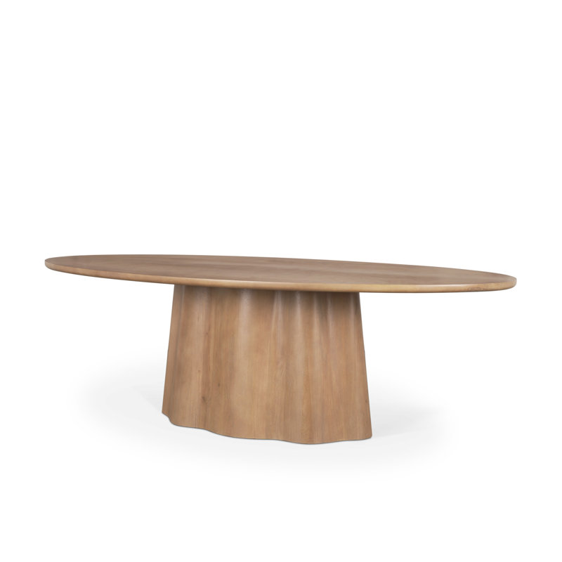Jovani 94" Solid Dark Brown Mango Wood Oval Dining Table, Light Brown