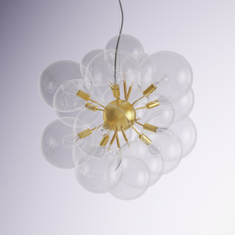 Luisa 6 - Light Dimmable Sputnik Chandelier, Clear, Aged Brass