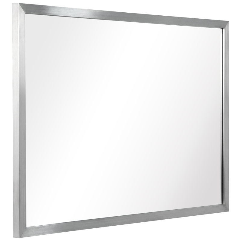 Manal Stainless Steel Rectangle Mirror, Brushed Silver