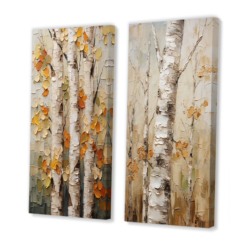«Beige Tree American Basswood II», ensemble de 2 impressions sur toile, Toile tendue, H 28 po x l 25 po