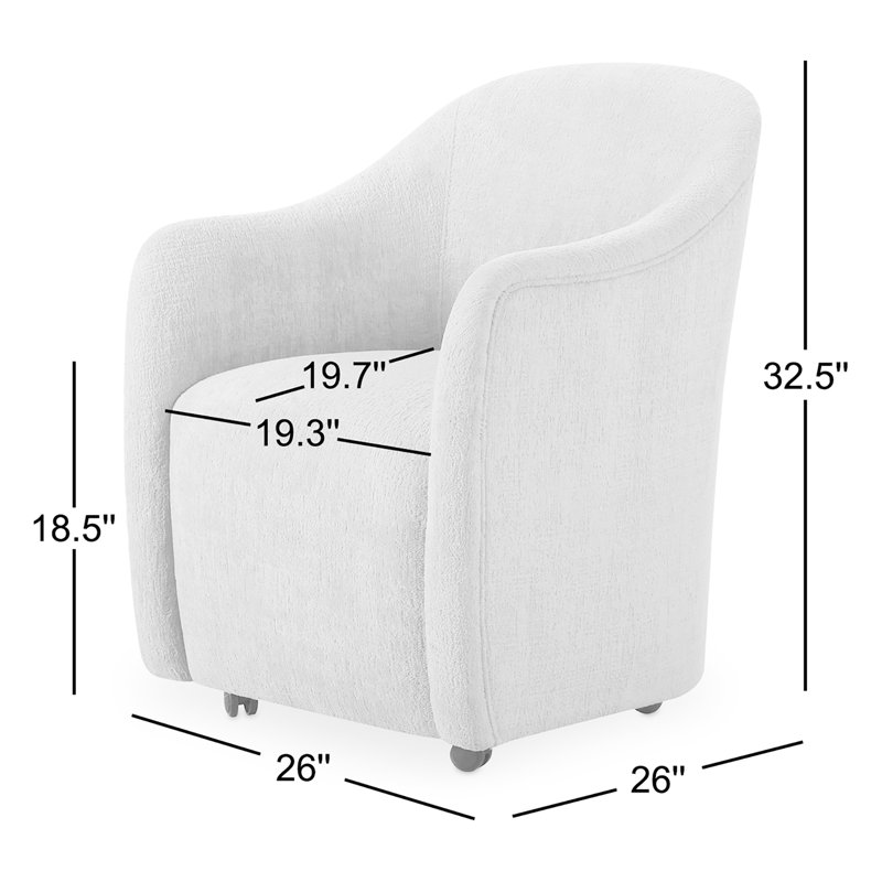 Denice Rolling Dining Arm Chair, Blue Polyester