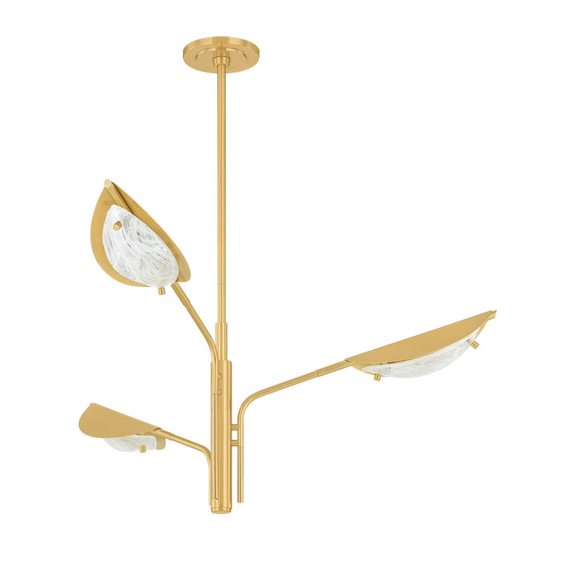 Levin Chandelier in Aged Brass, 18.5" H x 40" W x 40" D, 3 Lights