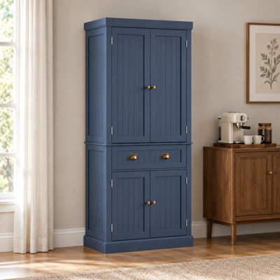 67.7" H Kitchen Pantry Cabinet with 4 Drawer, Dining Room -Navy Blue
