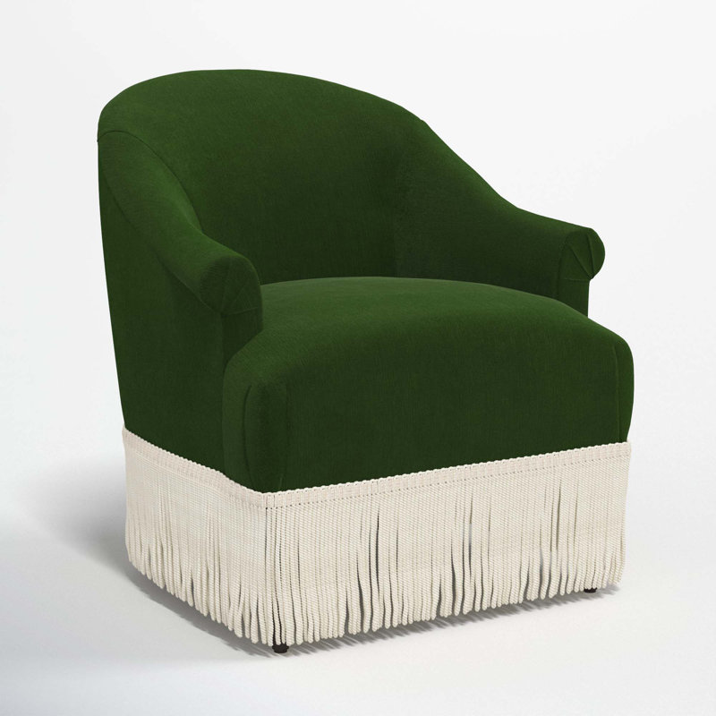 Fauteuil à oreilles Callie, Velours luxueux émeraude, Ivoire