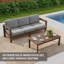 Ensemble de patio extérieur en bois massif pour trois personnes avec coussins et table basse-1574022546
