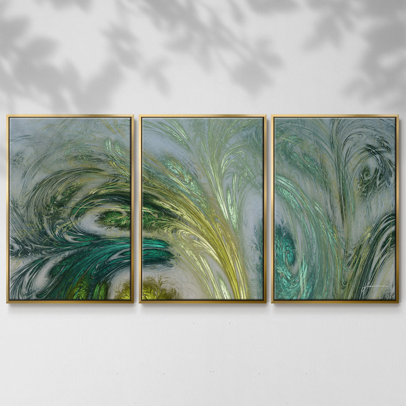 " Altitude V " 3 - Pieces, Gold, 36" H x 75" W x 2" D