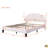 Upholstered Platform Bed With Flower Pattern Velvet Headboard-1506043218-1506043229