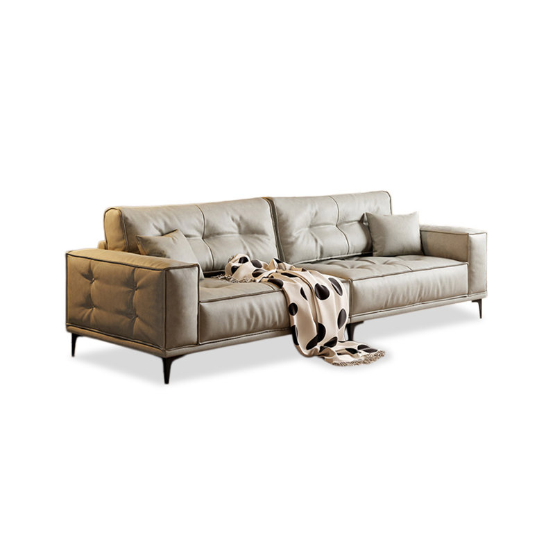 Canapé modulaire gris clair en similicuir, Gris clair, H 37,4 po x l 110,24 po x P 32,68 po