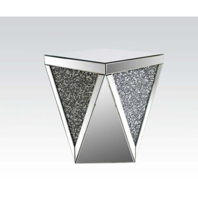 Table de bout Noralie, miroir et faux diamants