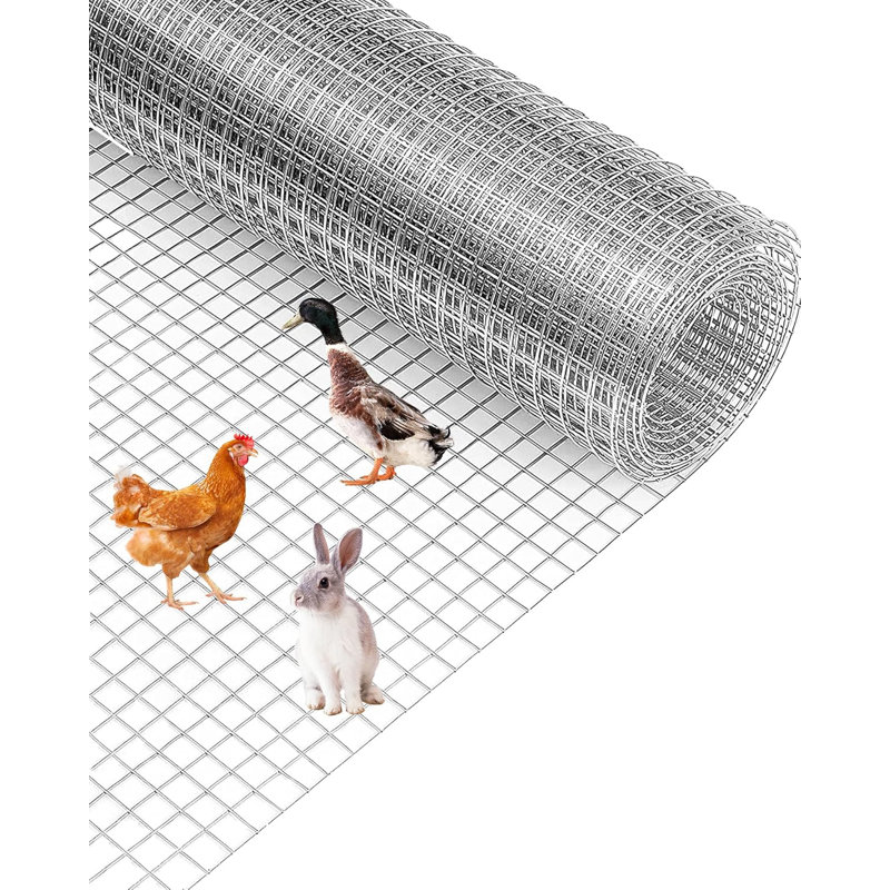 Hex Wire Fence Roll - Filet galvanisé résistant aux animaux, H 50 po x l 48 po x P 0,47 po, Argent argent