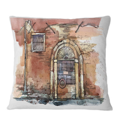 Croquis de la vieille Europe S I - Coussin décoratif à imprimé rétro