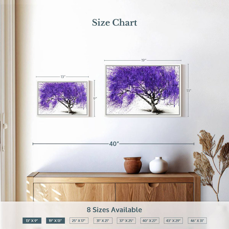 Rendez-vous au Jacaranda, 19 po x 13 po, Cadre flottant blanc