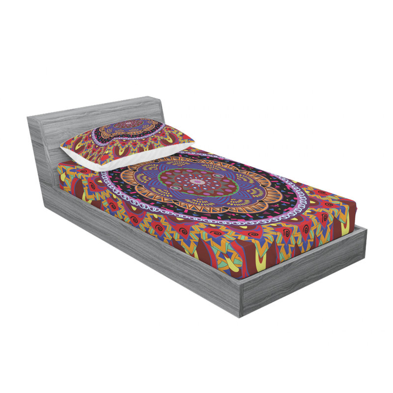 Microfiber Paisley Sheet Set, Twin Sheet Set with Fitted Sheet, Abstract