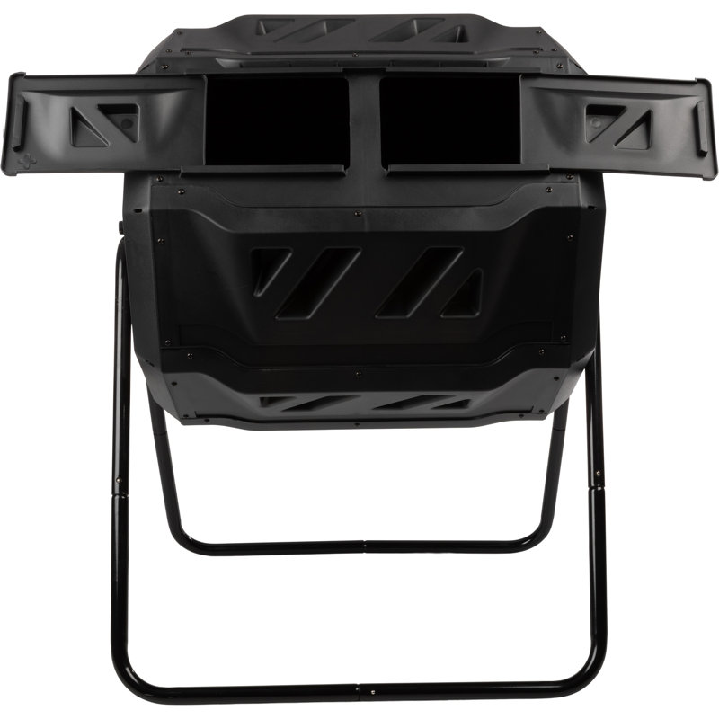 Compost Tumbler - 43Gal Compost Bin with Dual Chambers, 360-Degree Rotating Design, and Garden Gloves Included - Homesteading Supplies