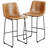 Evre Bar Stools Set of 2, PU Leather Counter Height Bar Stools,  Modern Barstools with Metal Legs and Footrest, Urban Armless Dining Chairs with Backrest for Kitchen Island-1223225638-1223225637