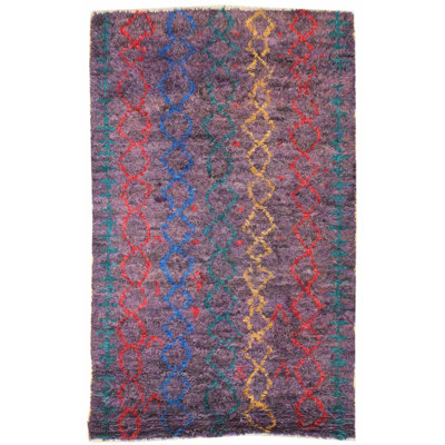 Tapis unique rouge / jaune / bleu 5 pi 4 po x 8 pi 6 po Beni Ouraine