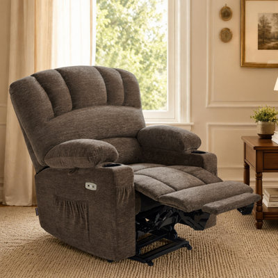 27.2'' Extra Wide Power Recliner Lift Chair with Massage and Heat, Fabric