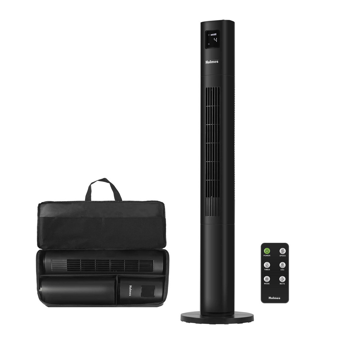 45" Stack-N-Connect Oscillating Digital Tower Fan with Storage Bag, 4 Speeds, Remote Control Holmes