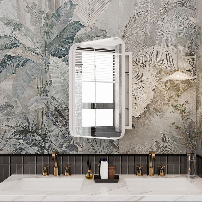 Armoire à pharmacie encastrée avec miroir l 16 po x H 24 po, Blanc