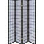 Paravent pliant 4 panneaux, noir, bois d'hévéa et papier blanc, 175 cm de hauteur, 177 cm de large, pour une finition élégante et douce, solution pratique pour la chambre